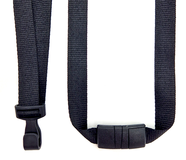 Sort (Black) - Plast karabin og buet sikkerhedssplit - 15mm