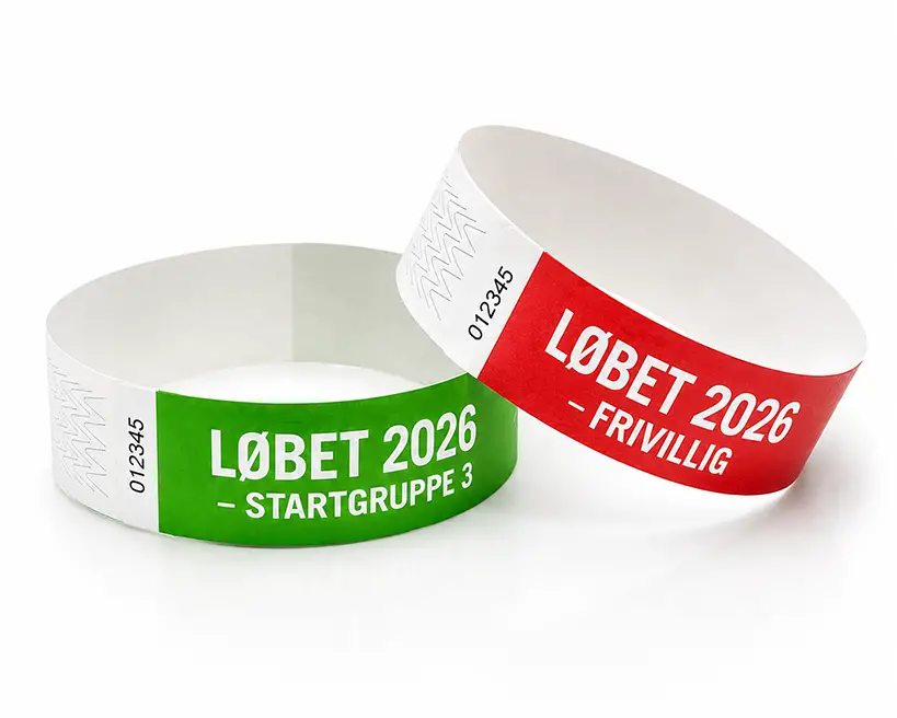 Startnumre på papirarmbånd