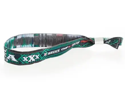 Woven festival wristband made with recycled materials