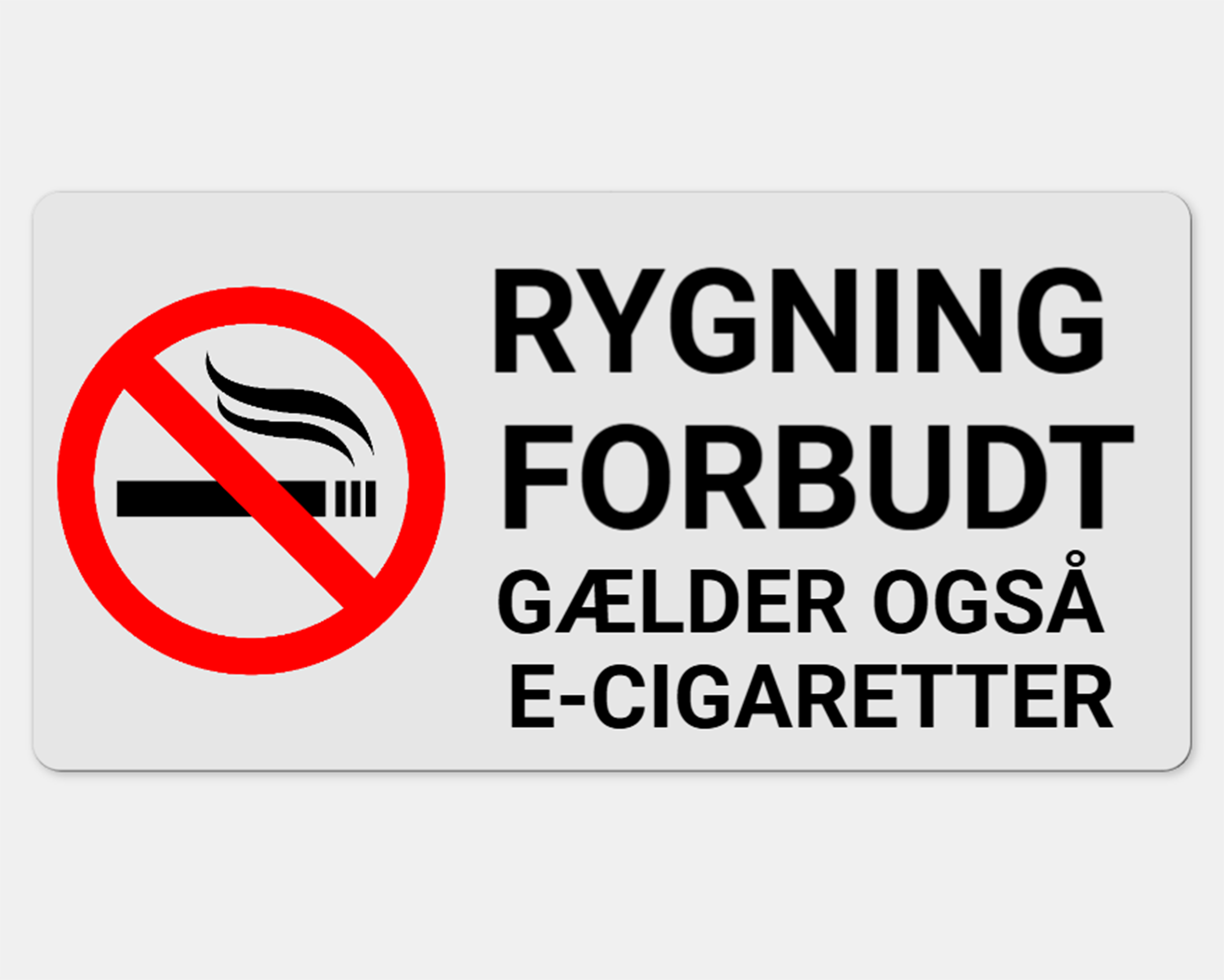 Rygning forbudt klistermærke - gælder også e-cigaretter