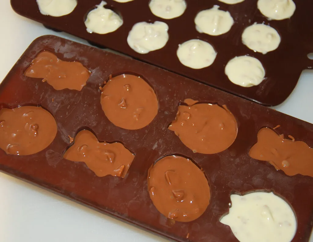Chokolader i silikoneform