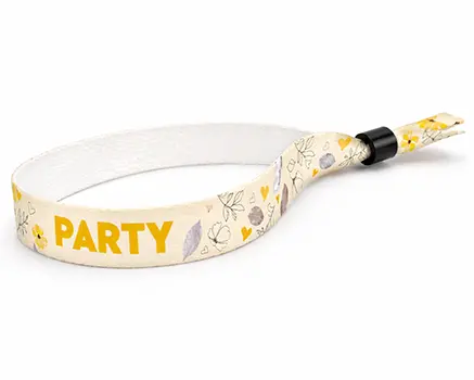 Gule festivalarmbånd med blomster
